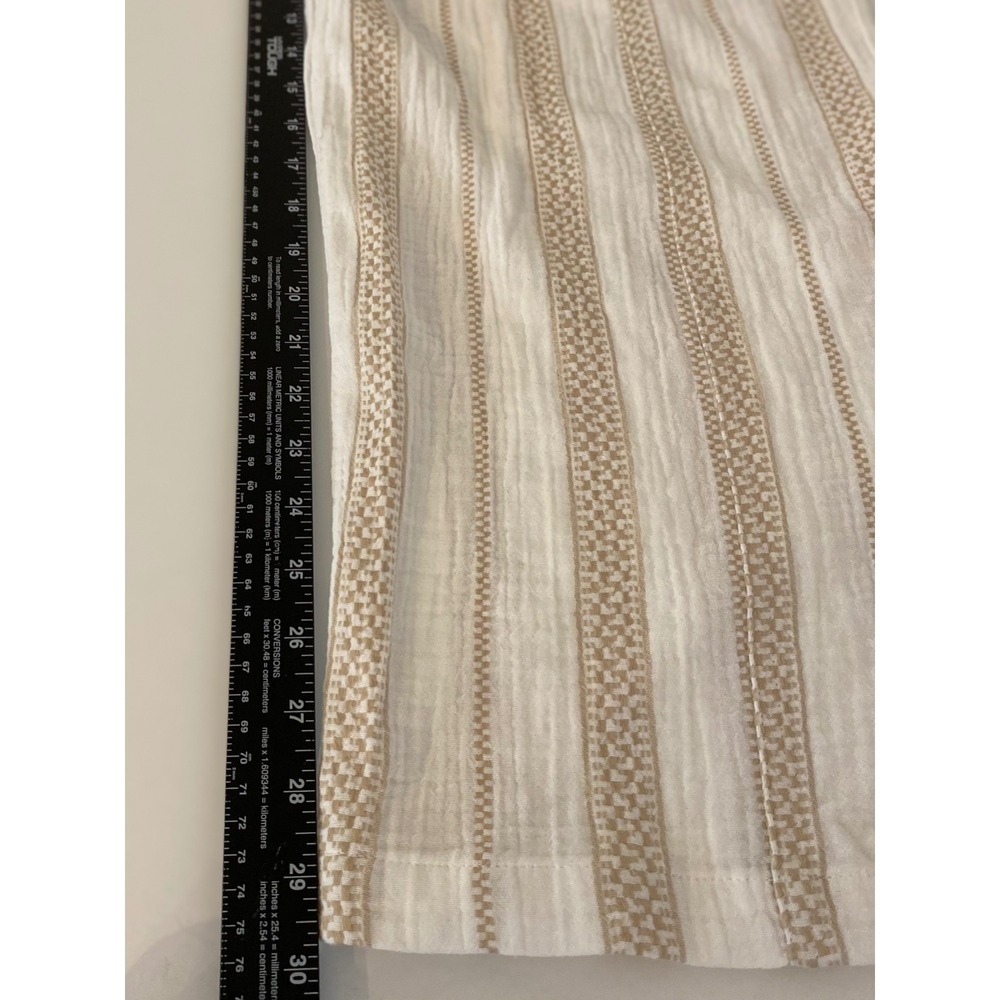 Coastal Comfort XL Cotton Gauze Striped Wide Leg Pants Cream Tan Elastic Waist - Picture 9 of 10